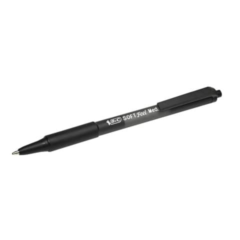 Penna a sfera a scatto BIC SoftFeel Clic Grip M 1 mm nero Conf. 12 pezzi - 837397